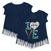 Seattle Mariners Tiny Turnip Girls Youth Baseball Love Fringe T-Shirt - Navy - MLB Online