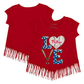 Philadelphia Phillies Tiny Turnip Girls Youth Baseball Love Fringe T-Shirt - Red - MLB Online