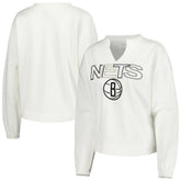 Brooklyn Nets Concepts Sport Women's Sunray Notch Neck Long Sleeve Top White