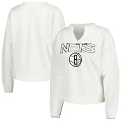 Brooklyn Nets Concepts Sport Women's Sunray Notch Neck Long Sleeve Top White