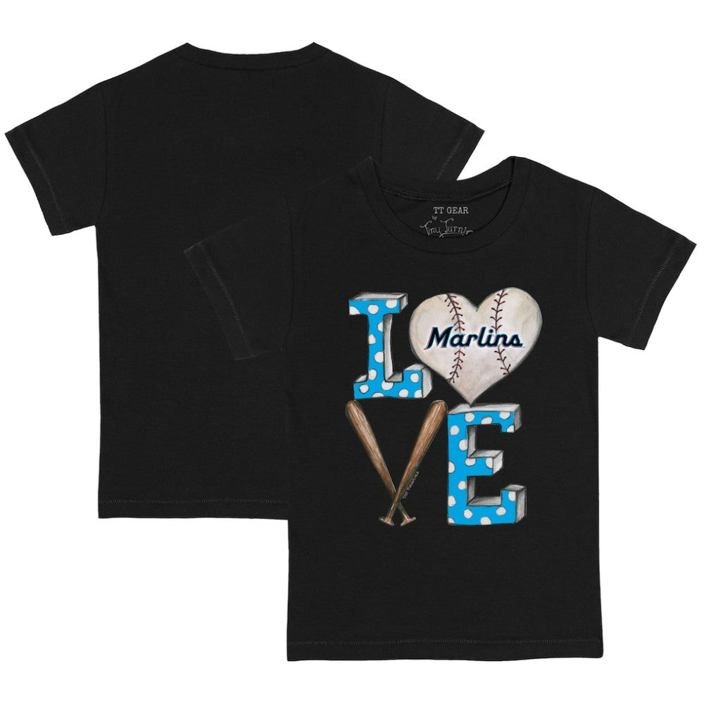 Miami Marlins Tiny Turnip Youth Baseball Love T-Shirt - Black - MLB Lifestyle