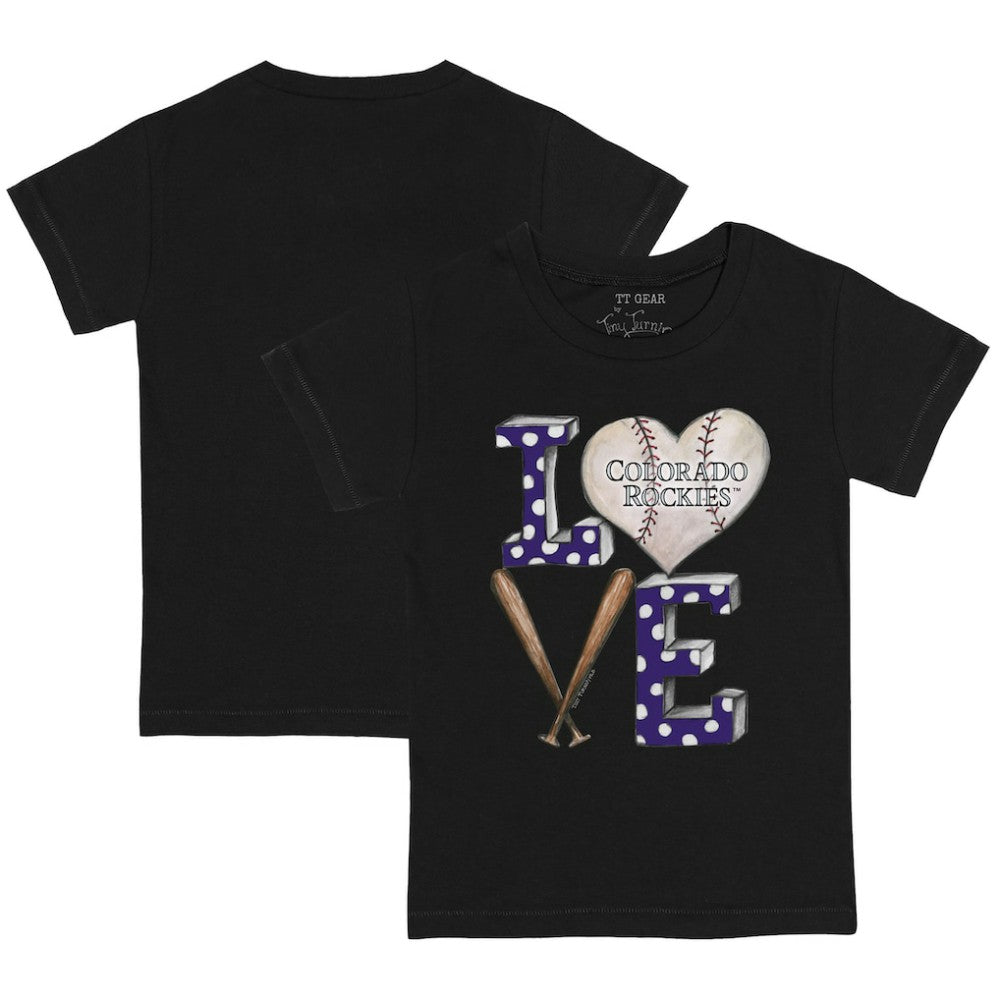 Colorado Rockies Tiny Turnip Youth Baseball Love T-Shirt - Black - MLB on Sale