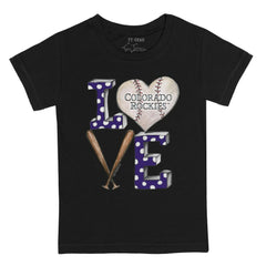 Colorado Rockies Tiny Turnip Youth Baseball Love T-Shirt - Black - MLB on Sale