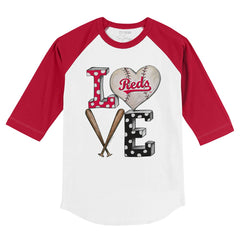 Cincinnati Reds Tiny Turnip Youth Baseball Love 3/4-Sleeve Raglan T-Shirt - White/Red - MLB Sale