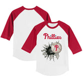 Philadelphia Phillies Tiny Turnip Youth Baseball Tear 3/4-Sleeve Raglan T-Shirt - White/Red - MLB Lifestyle