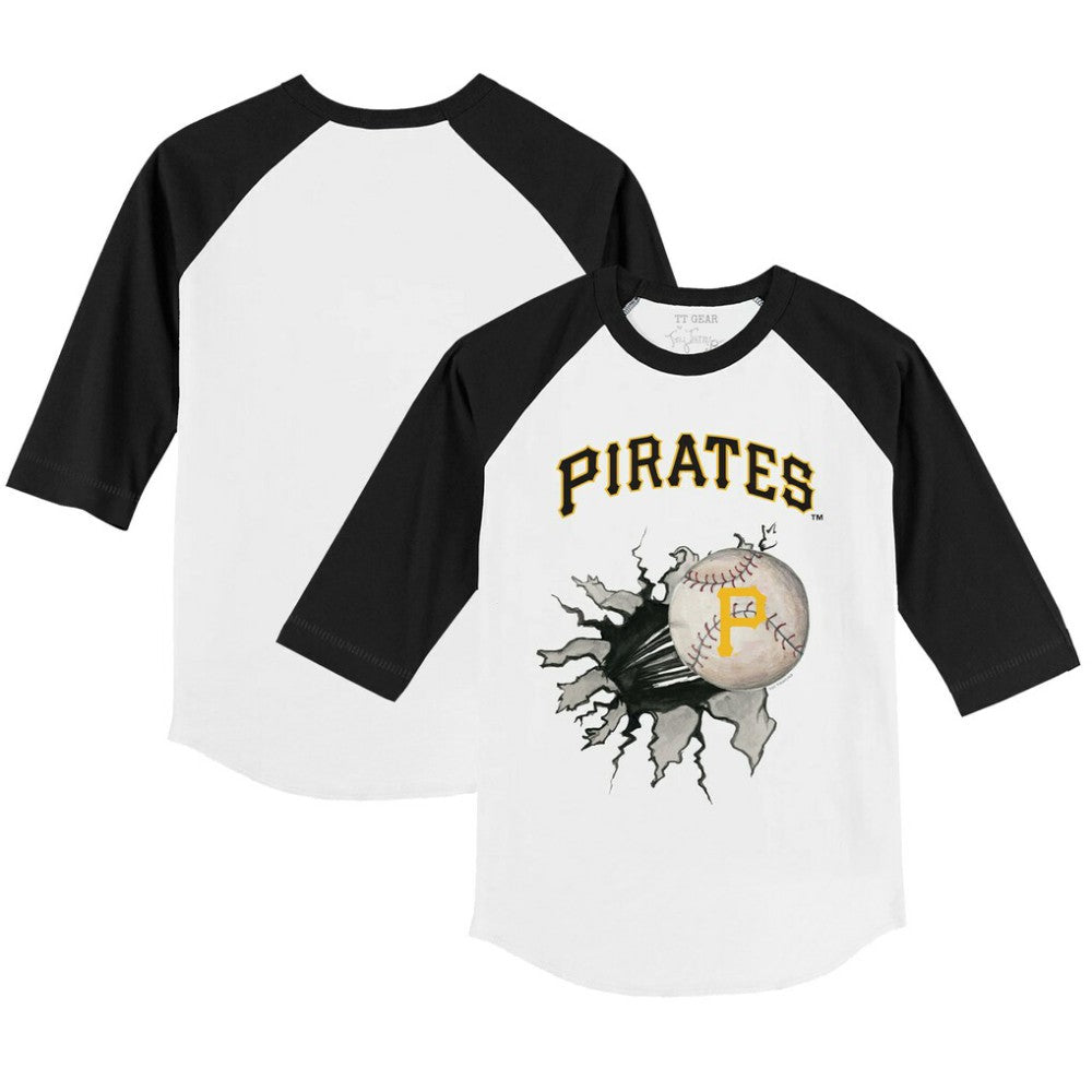 Pittsburgh Pirates Tiny Turnip Youth Baseball Tear 3/4-Sleeve Raglan T-Shirt - White/Black - MLB on Sale