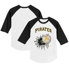 Pittsburgh Pirates Tiny Turnip Youth Baseball Tear 3/4-Sleeve Raglan T-Shirt - White/Black - MLB on Sale