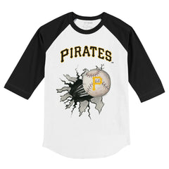 Pittsburgh Pirates Tiny Turnip Youth Baseball Tear 3/4-Sleeve Raglan T-Shirt - White/Black - MLB on Sale