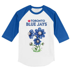 Toronto Blue Jays Tiny Turnip Youth Blooming Baseballs 3/4-Sleeve Raglan T-Shirt - White/Royal - MLB Sale