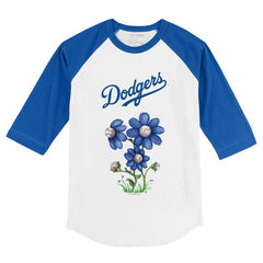 Los Angeles Dodgers Tiny Turnip Youth Blooming Baseballs 3/4-Sleeve Raglan T-Shirt - White/Royal - MLB on Sale