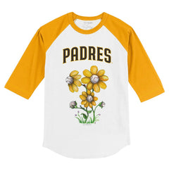 San Diego Padres Tiny Turnip Youth Blooming Baseballs 3/4-Sleeve Raglan T-Shirt - White/Gold - MLB on Sale