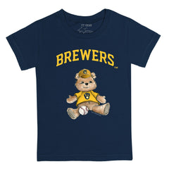 Milwaukee Brewers Tiny Turnip Youth Teddy Boy T-Shirt - Navy - MLB Discount