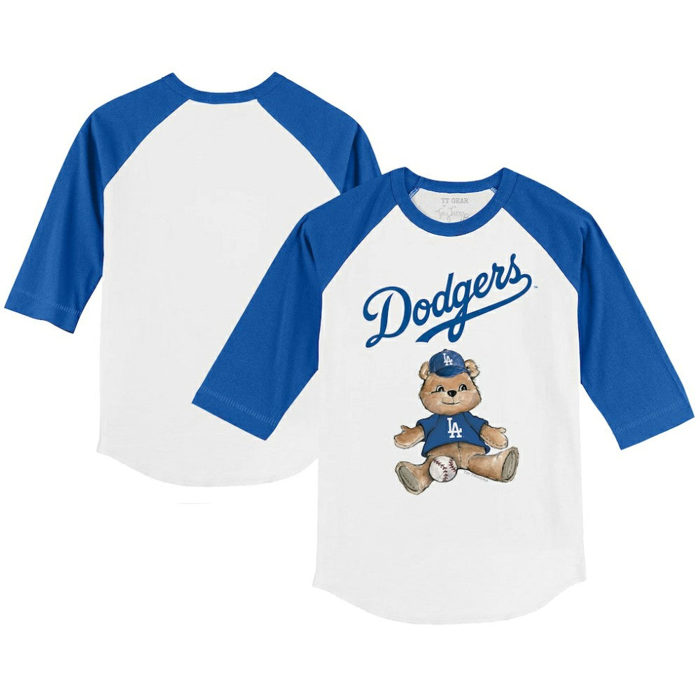 Los Angeles Dodgers Tiny Turnip Youth Teddy Boy 3/4-Sleeve Raglan T-Shirt - White/Royal - MLB on Sale
