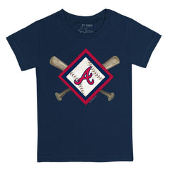 Atlanta Braves Tiny Turnip Youth Diamond Cross Bats T-Shirt - Navy - MLB on Sale