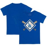 Los Angeles Dodgers Tiny Turnip Youth Diamond Cross Bats T-Shirt - Royal - MLB Discount