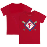Philadelphia Phillies Tiny Turnip Youth Diamond Cross Bats T-Shirt - Red - MLB Sale