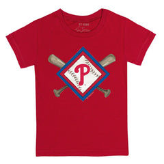 Philadelphia Phillies Tiny Turnip Youth Diamond Cross Bats T-Shirt - Red - MLB Sale