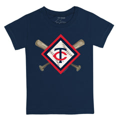 Minnesota Twins Tiny Turnip Youth Diamond Cross Bats T-Shirt - Navy - MLB Sale