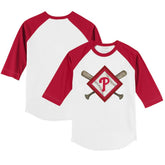 Philadelphia Phillies Tiny Turnip Youth Diamond Cross Bats 3/4-Sleeve Raglan T-Shirt - White/Red - MLB Sale