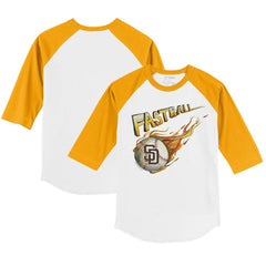 San Diego Padres Tiny Turnip Youth Fastball 3/4-Sleeve Raglan T-Shirt - White/Gold - MLB Online