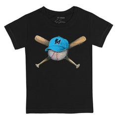 Miami Marlins Tiny Turnip Youth Hat Crossbats T-Shirt - Black - MLB on Sale