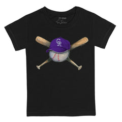 Colorado Rockies Tiny Turnip Youth Hat Crossbats T-Shirt - Black - MLB Sale