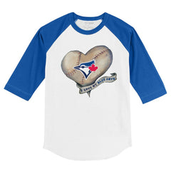 Toronto Blue Jays Tiny Turnip Youth Heart Banner 3/4-Sleeve Raglan T-Shirt - White/Royal - MLB Discount