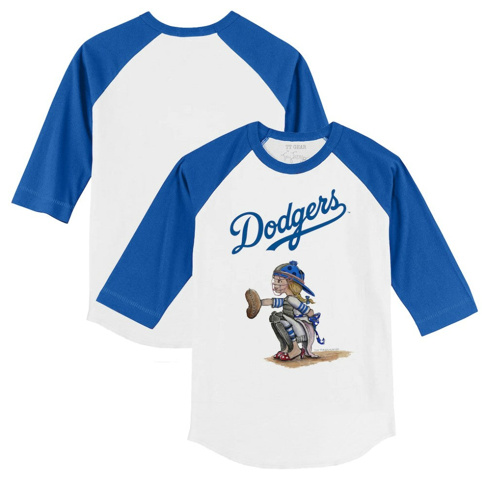 Los Angeles Dodgers Tiny Turnip Youth Kate 3/4-Sleeve Raglan T-Shirt - White/Royal - MLB Online