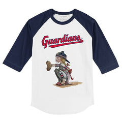 Cleveland Guardians Tiny Turnip Youth Kate 3/4-Sleeve Raglan T-Shirt - White/Navy - MLB Sale