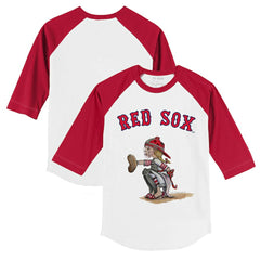Boston Red Sox Tiny Turnip Youth Kate 3/4-Sleeve Raglan T-Shirt - White/Red - MLB Discount