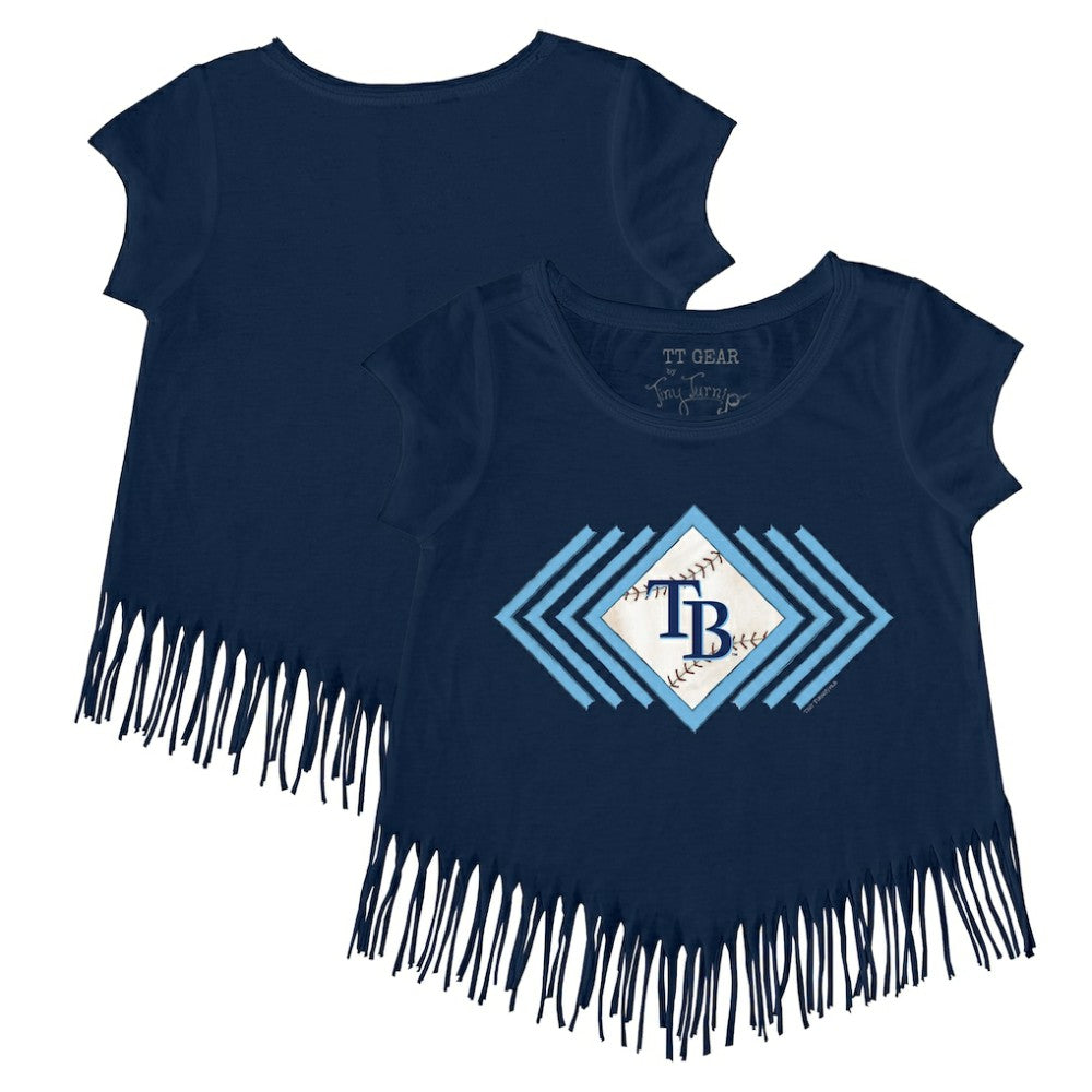 Tampa Bay Rays Tiny Turnip Girls Youth Prism Arrows Fringe T-Shirt - Navy - MLB Sale