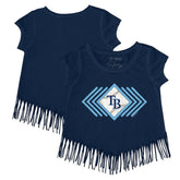 Tampa Bay Rays Tiny Turnip Girls Youth Prism Arrows Fringe T-Shirt - Navy - MLB Sale