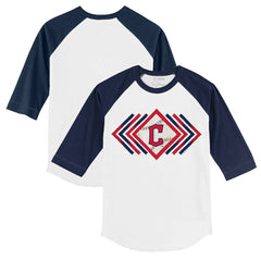 Cleveland Guardians Tiny Turnip Youth Prism Arrows 3/4-Sleeve Raglan T-Shirt - White/Navy - MLB Lifestyle
