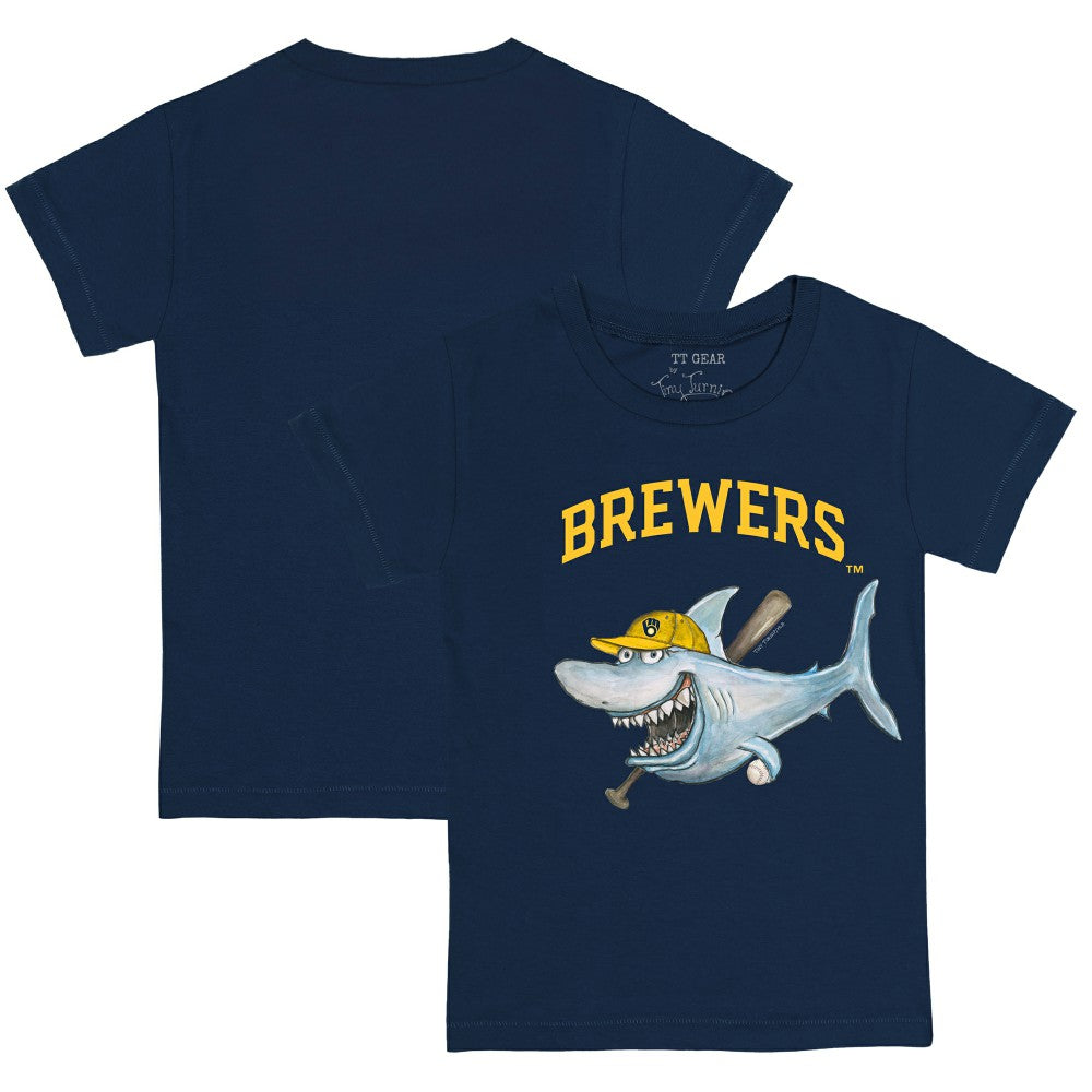 Milwaukee Brewers Tiny Turnip Youth Shark T-Shirt - Navy - MLB Sale