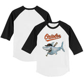 Baltimore Orioles Tiny Turnip Youth Shark 3/4-Sleeve Raglan T-Shirt - White/Black - MLB Sale