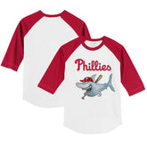 Philadelphia Phillies Tiny Turnip Youth Shark 3/4-Sleeve Raglan T-Shirt - White/Red - MLB Sale