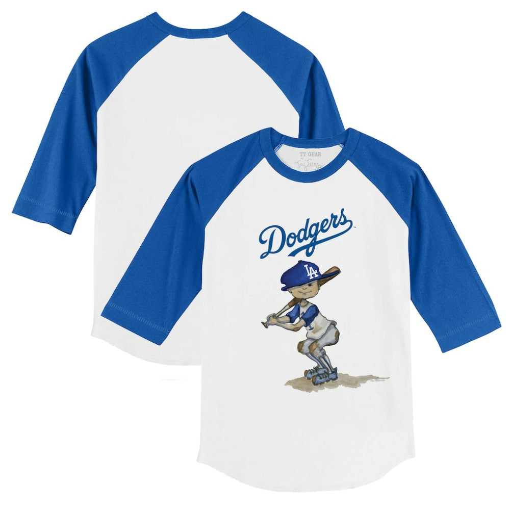 Los Angeles Dodgers Tiny Turnip Youth Slugger 3/4-Sleeve Raglan T-Shirt - White/Royal - MLB Sale