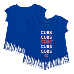 Chicago Cubs Tiny Turnip Girls Youth Stacked Fringe T-Shirt - Royal - MLB Online