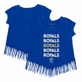 Kansas City Royals Tiny Turnip Girls Youth Stacked Fringe T-Shirt - Royal - MLB Discount