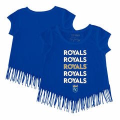 Kansas City Royals Tiny Turnip Girls Youth Stacked Fringe T-Shirt - Royal - MLB Discount