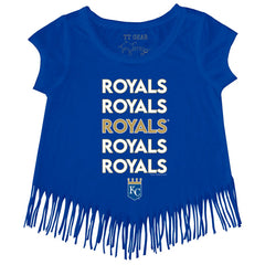 Kansas City Royals Tiny Turnip Girls Youth Stacked Fringe T-Shirt - Royal - MLB Discount