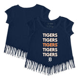 Detroit Tigers Tiny Turnip Girls Youth Stacked Fringe T-Shirt - Navy - MLB Online