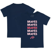 Atlanta Braves Tiny Turnip Youth Stacked T-Shirt - Navy - MLB Lifestyle