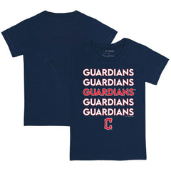 Cleveland Guardians Tiny Turnip Youth Stacked T-Shirt - Navy - MLB Lifestyle