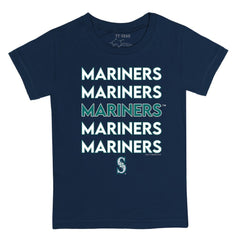 Seattle Mariners Tiny Turnip Youth Stacked T-Shirt - Navy - MLB Sale