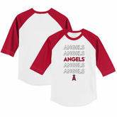 Los Angeles Angels Tiny Turnip Youth Stacked 3/4-Sleeve Raglan T-Shirt - White/Red - MLB Lifestyle