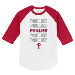 Philadelphia Phillies Tiny Turnip Youth Stacked 3/4-Sleeve Raglan T-Shirt - White/Red - MLB Sale