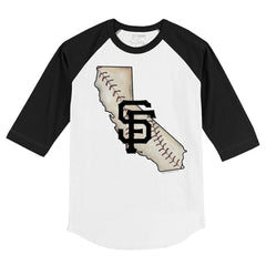 San Francisco Giants Tiny Turnip Youth State Outline 3/4-Sleeve Raglan T-Shirt - White/Black - MLB Online