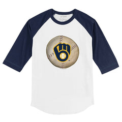 Milwaukee Brewers Tiny Turnip Youth Stitched Baseball 3/4-Sleeve Raglan T-Shirt - White/Navy - MLB Online