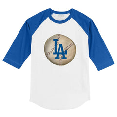Los Angeles Dodgers Tiny Turnip Youth Stitched Baseball 3/4-Sleeve Raglan T-Shirt - White/Royal - MLB Discount